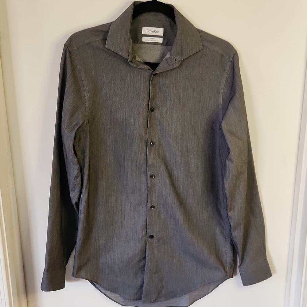 Calvin Klein Gray Dress Shirt Slim Fit